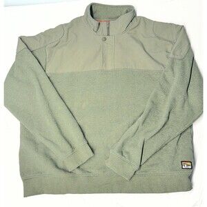 Orvis Mens XXL 1/4 Zip Snap Pullover Sweatshirt Shoulder Pads Patch Logo Green